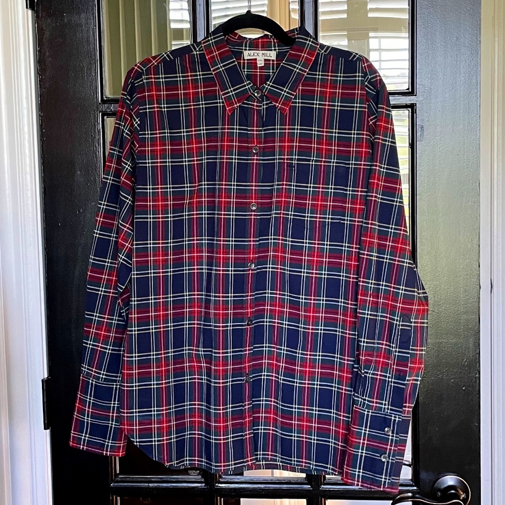 Alex Mill - Light Weight Red & Blue Plaid Button Long Sleeve Shirt - XXL NWOT